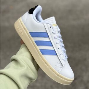 adidas White and Blue Women's Sneakers
